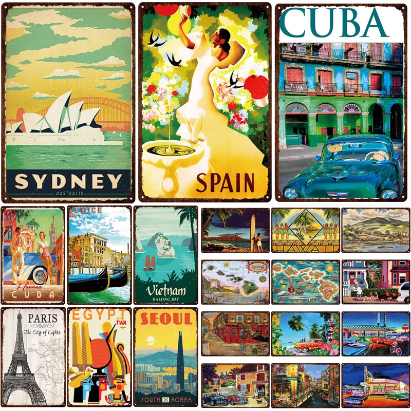 Ретро-город Сидней Испания Вьетнам Декор плакаты настенное украшение