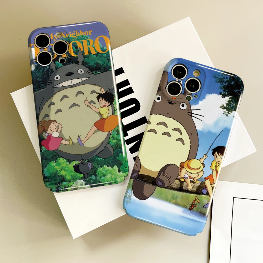 Чехол для телефона T-Totoros с рисунком аниме iPhone 16 15 14 13 12 11 Plus Pro Max Mini Glossy HD Hard Cover Film