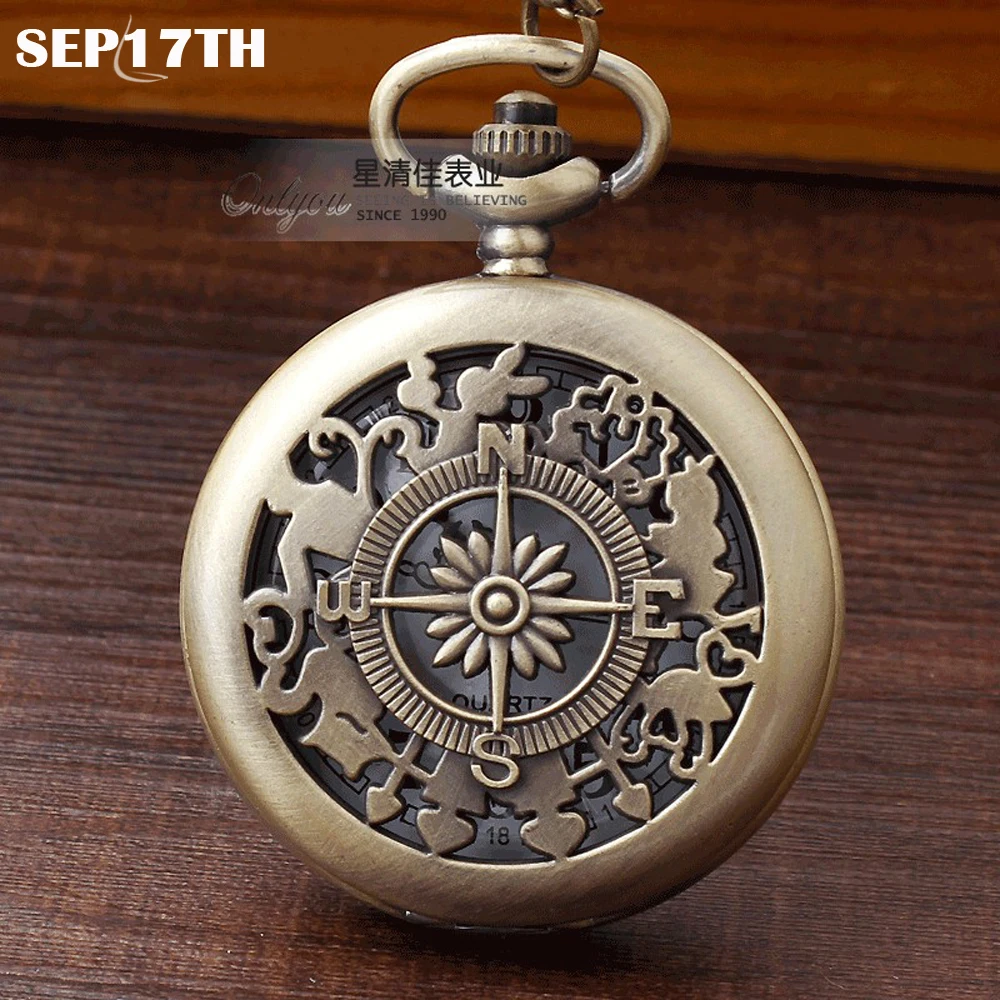 

Vintage Bronze Flip Compass Pocket Watch Design Outdoor Hiking Navigation Kid Gift Retro Metal Portable Compass Survival Tools