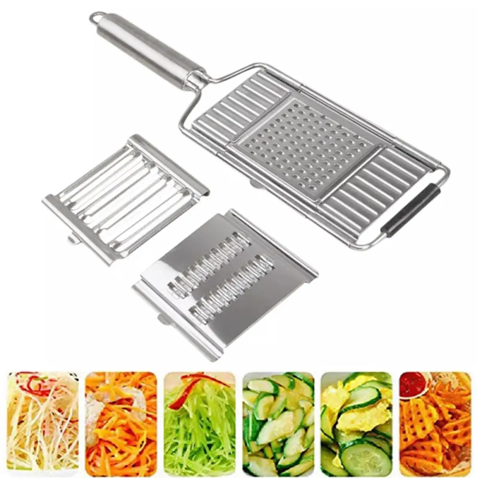 

Shredder Cutter Stainless Steel Portable Manual Vegetable Slicer Easy Clean Grater with Handle Multi Purpose Home Kitchen Tool