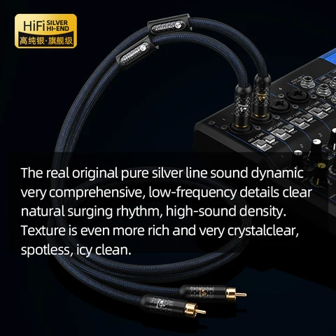 Одна пара аудиокабелей HiFi 6,5 мм на RCA Hi-end Pure Silver Dual TS Mono 6,5 мм на 2RCA штекерный адаптерный кабель для микшерного усилителя