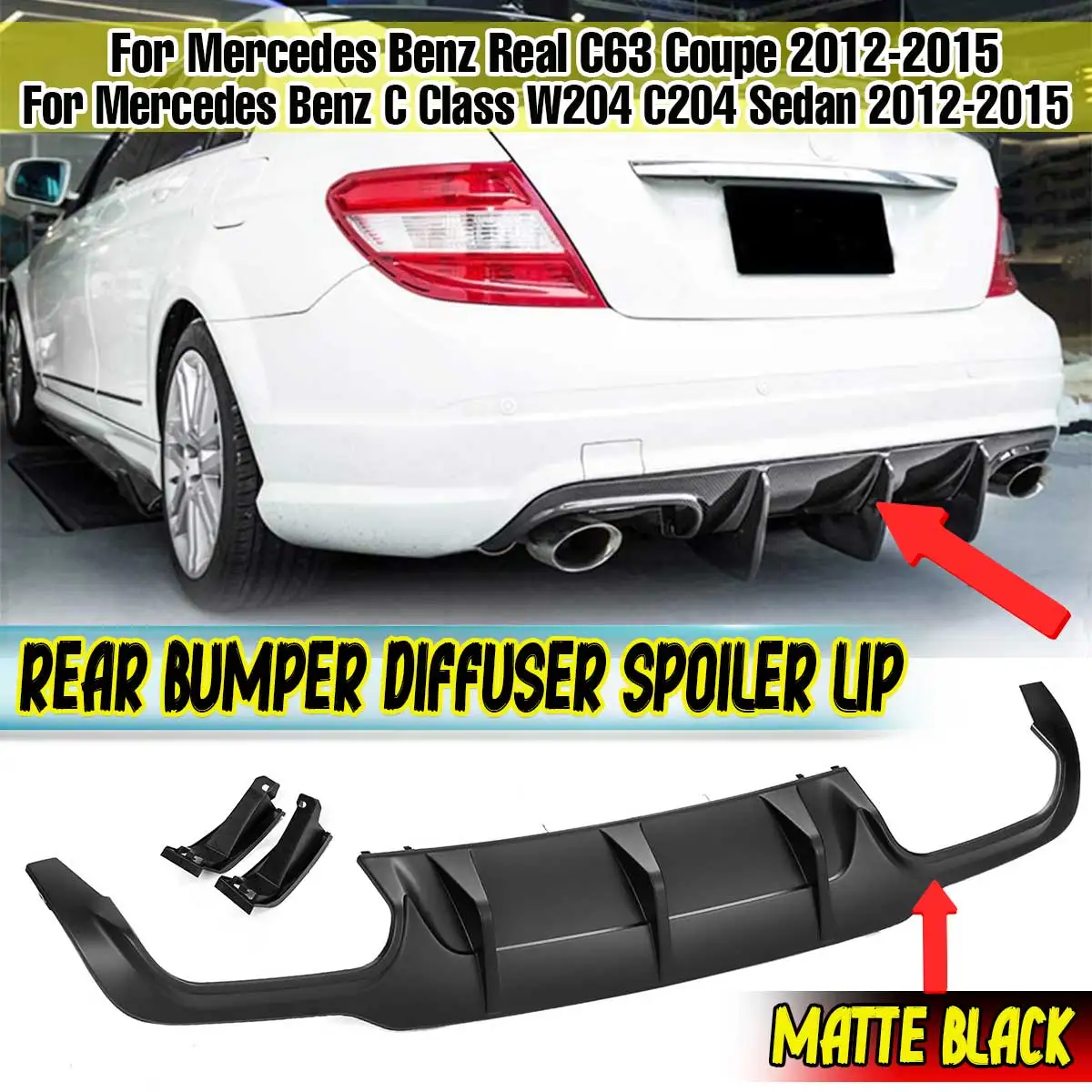 

C63 Rear Bumper Diffuser Spoiler Lip Rear Chassis Deflector For Mercedes For Benz C Class W204 C204 Sedan C63 Coupe 2012-2015