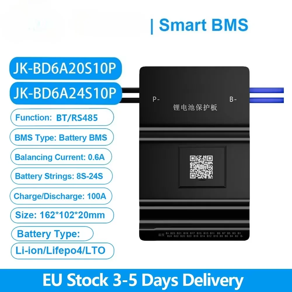Фото Ji Kong Smart BMS для аккумулятора 3S-8S, 200 А, 2 А, активный баланс со встроенным Bluetooth-приложением, ЖК-дисплеем для литий-ионного/LiFePO4 12 В 24 В №2