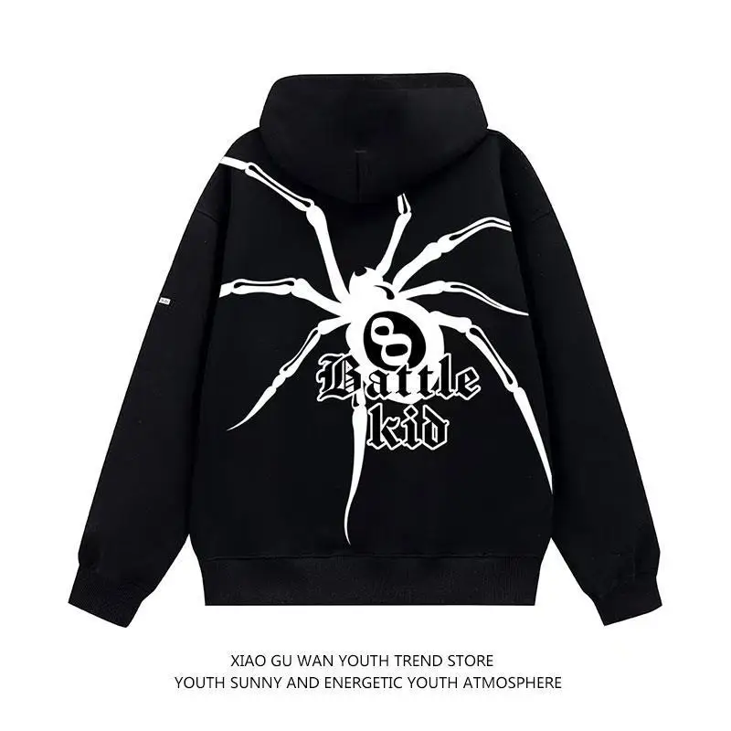 

Women's No. 8 Spider Print Sweatshirt Couple Outfit Sweatshirt Loose Casual Oversized Hoodie American High Street Y2k Style