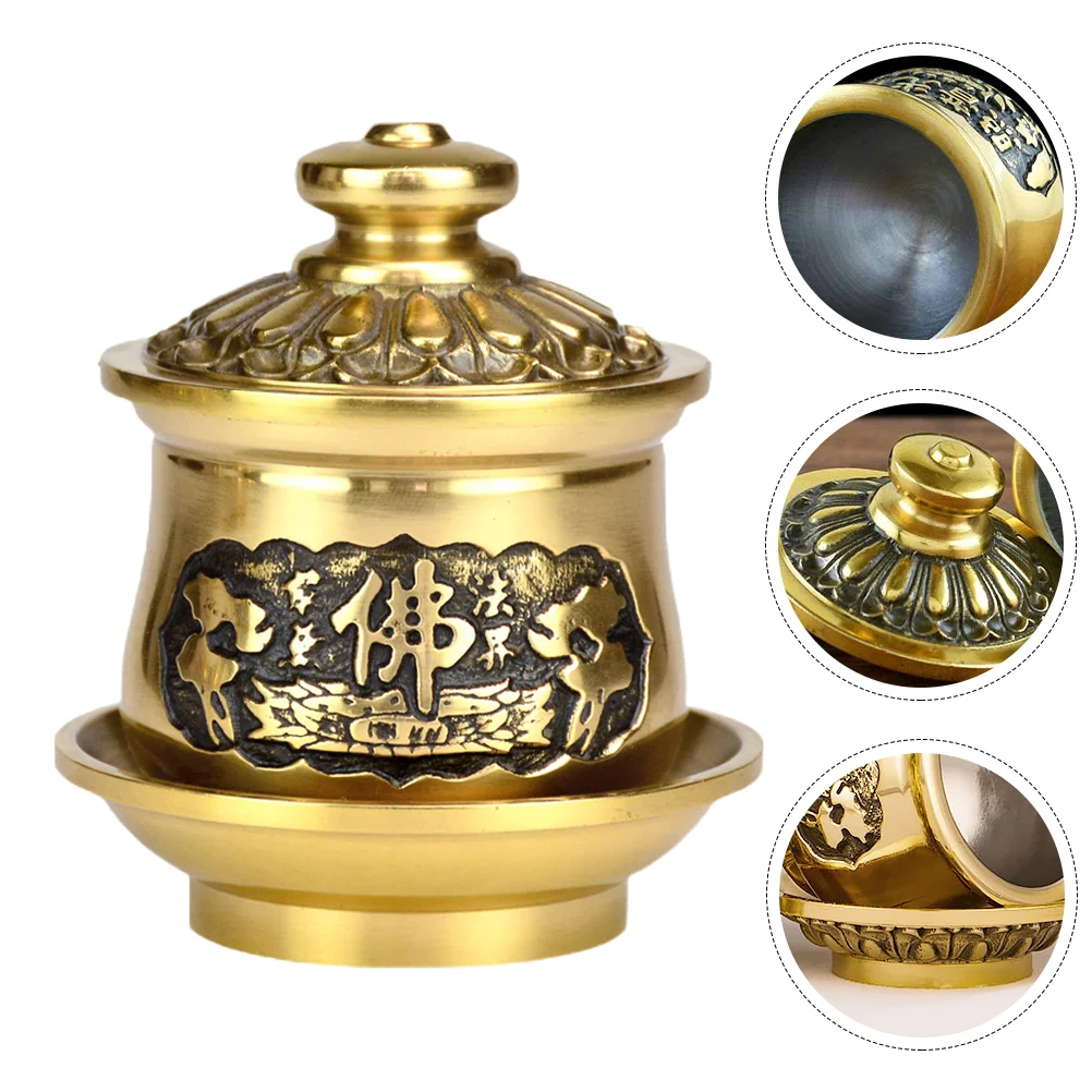 

Cup Offering Water Bowlholy Altar Tibetan Temple Copper Ritual Bowlsholdersupplies Worship Retro Brass God Tealightburner