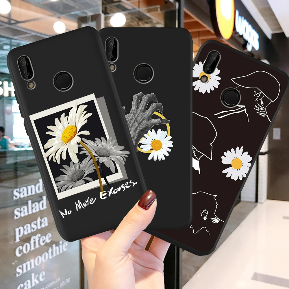 

New Fashion Smile Daisy Flower Phone Case for Huawei P50 P40 P30 P20 P10 P8 Lite 2017 Mate 30 20 10 Lite Pro Phone Case Shell