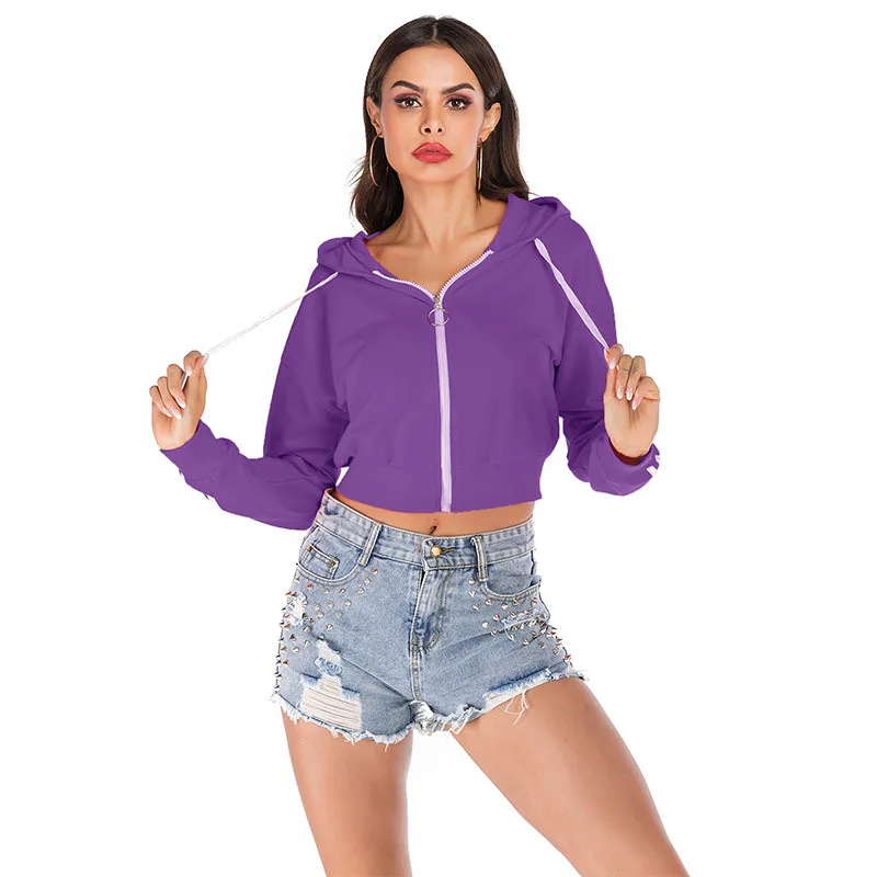 

Leisure Sports Style Hooded Sweater Women's Zipper Long Sleeve Hooded Line Cardigan Female Autumn Top Coat Hot 2023