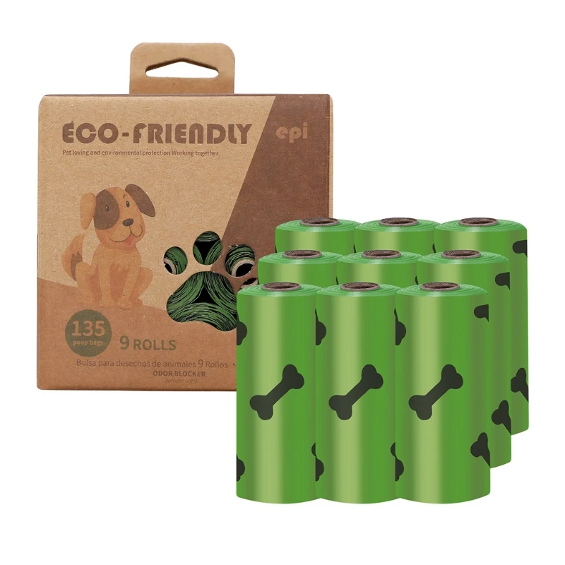 

9 Rolls Compostable Dog Waste Bags Easy Detach Great for Backyard Pickups Gift More Than Enough Capacity Easy to Open