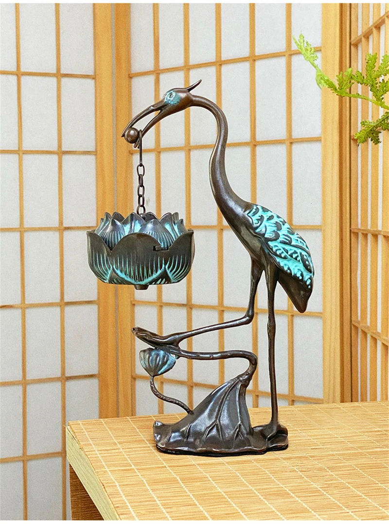 

Backflow Water Fall Incense Cones Holder Burner Alloy Big Crane Lotus Hanging Furnace Ruihe Incense Plate Household Ornaments