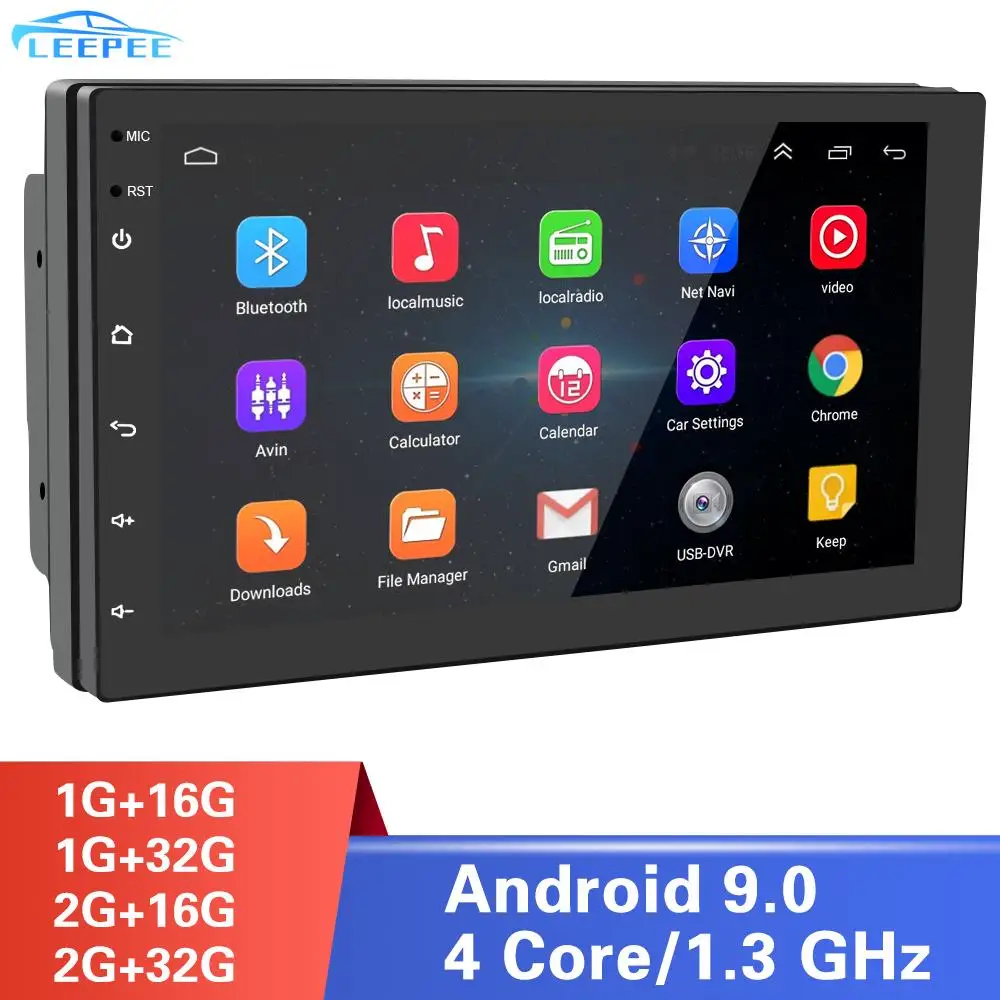 

WIFI Bluetooth Player Universal Auto Stereo Android 9.0 GPS MAP Multimedia Video Player Car Radio 4 Core 1G/2G 2 Din