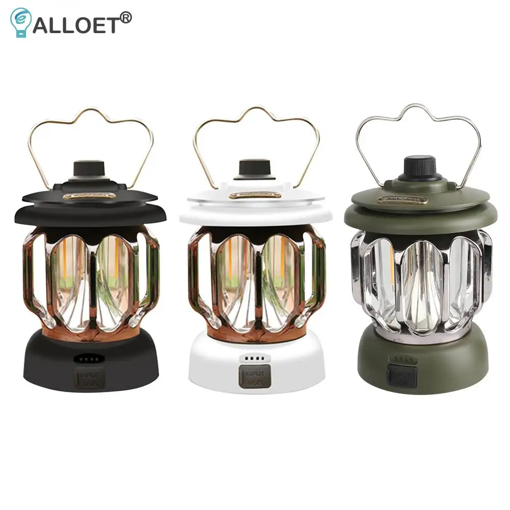 

Outdoor Retro Hanging Lanterns LED Camping Light Type-C Rechargeable 2400mAh Tent Light for Camping Kerosene Lamp