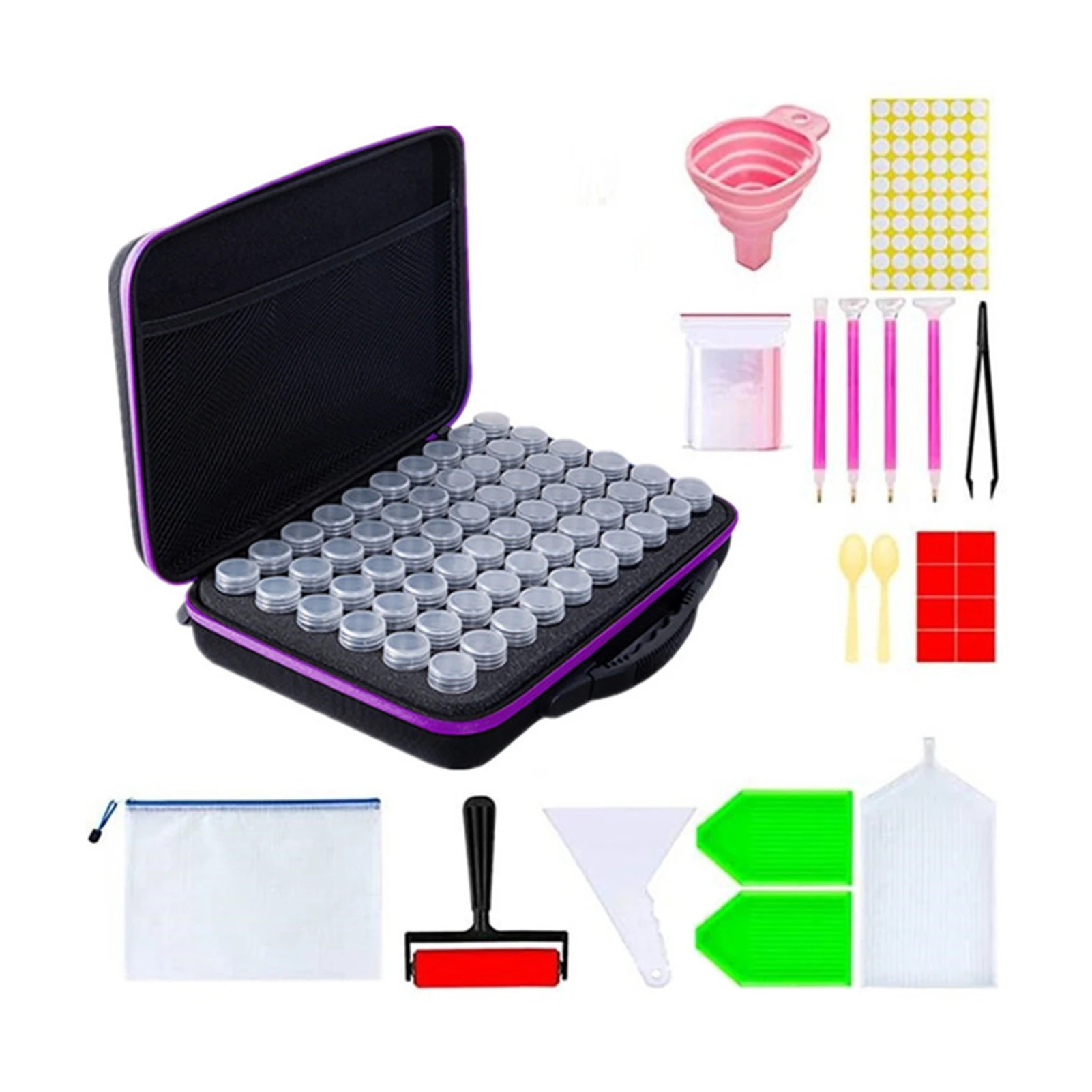 

Jars Diamond Painting Storage Case Zipper Closure Art Beads Organizer 60 Grids DIY Craft Tools With Handle Embroidery Box
