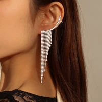 top quality crystal rhinestone long tassel earrings for women luxury dangling drop earrings party wedding jewelry gifts