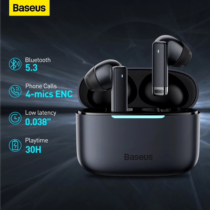 

Baseus Bowie E9 беспроводные наушники Bluetooth 5,3 с 4-микрофонами ENC, настоящие Беспроводные наушники с шумоподавлением, игровые спортивные Hi-Fi наушник...