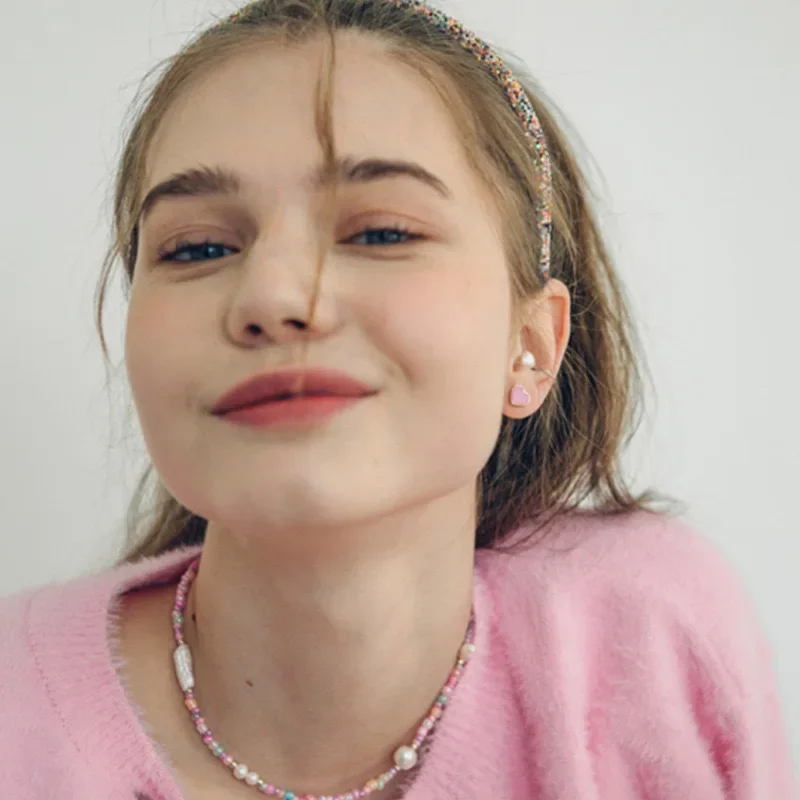 Модное корейское ожерелье INS Niche с розовым натуральным пресноводным жемчугом в