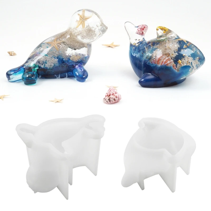 

Cute Dolphin Shape Silicone Keychain Mold for Epoxy Resin Craft Seal Pendant Keychain Ornaments Mold DIY-Home Decoration