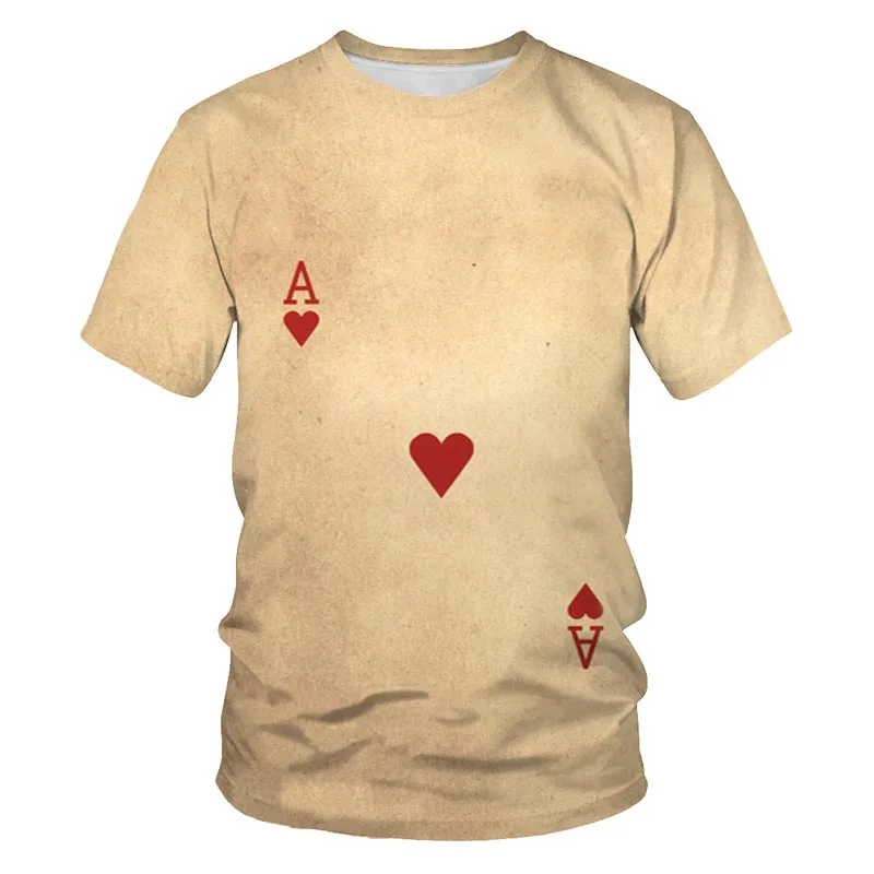 

Playing cards 3D printing men's and women's fashion T-shirt poker harajuku street clothing kids boys comfortable t shirt