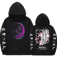 japanese anime attack on titan eren jaeger graphics printed hoodie man cosplay streetwear men women fashion oversized sweatshirt