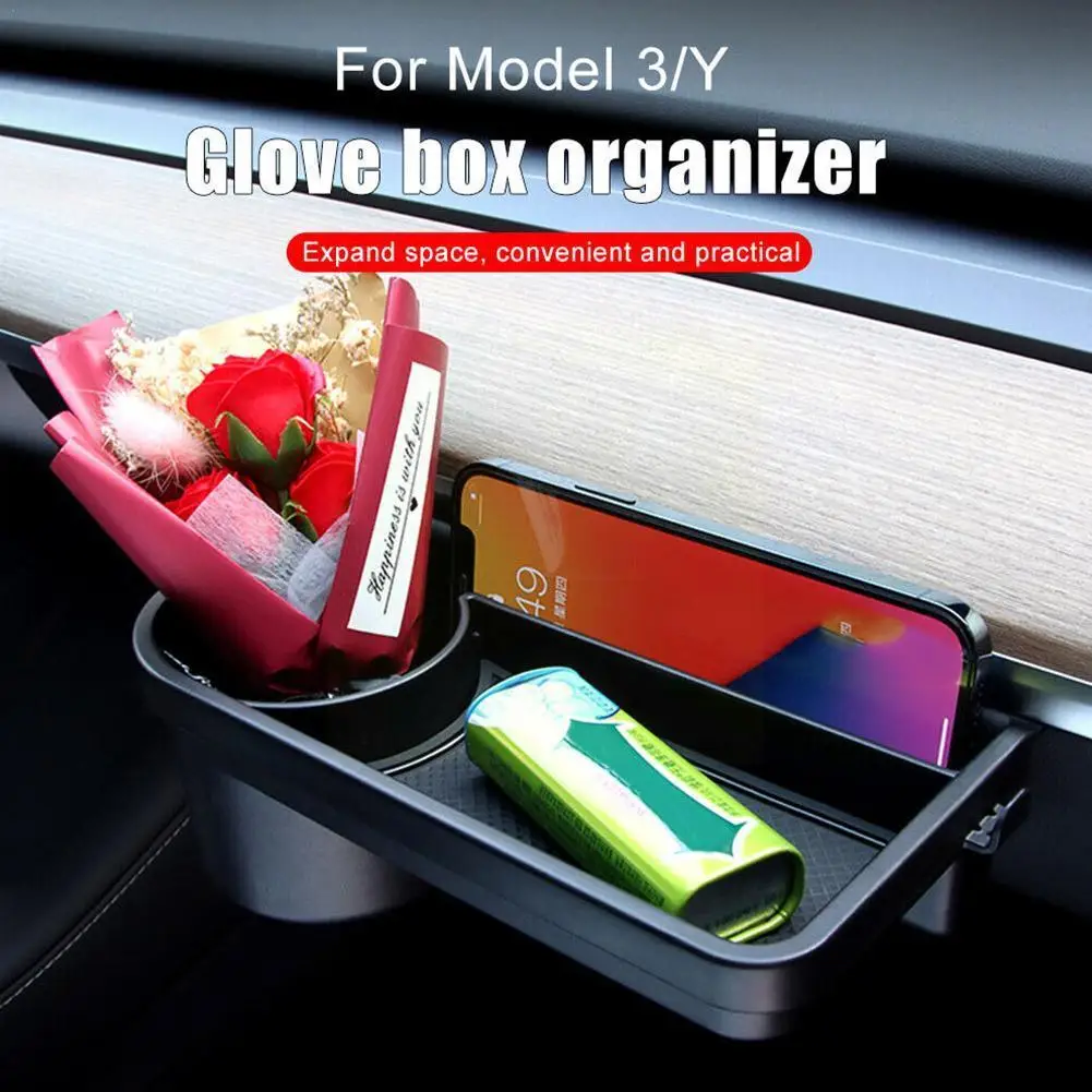 

Для Tesla Model 3/ Y 2022, пассажирский органайзер, лоток для хранения, держатель для стакана с водой, стойка, автомобильный контейнер для перчаток, стеллаж, полка, крючок K6Z2