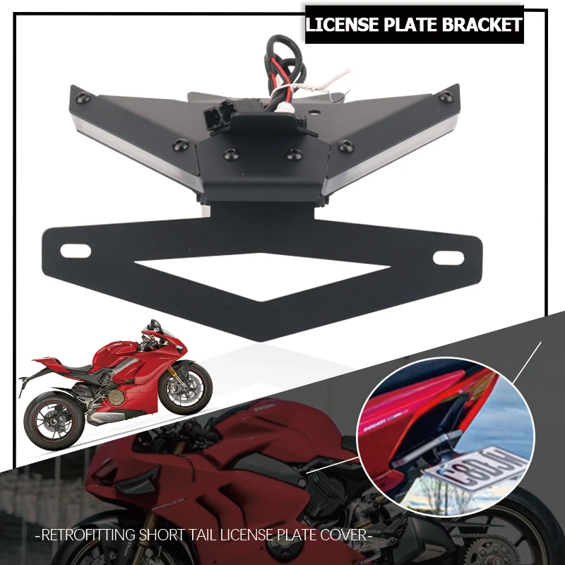 

Motorcycle CNC Folding Rear Brake Tail Light Turn Signals Integrated LED Lights License Plate Bracket For DUCATI Panigale V4 V4S