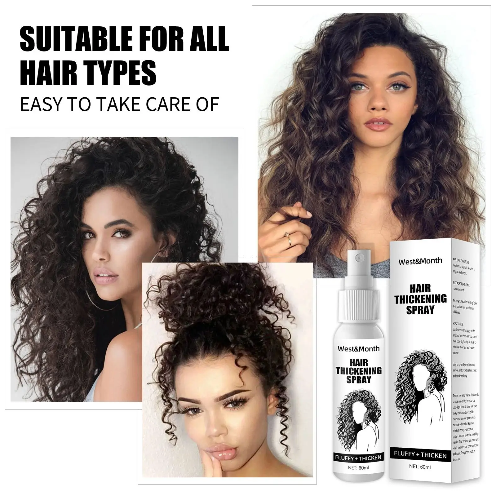 

New Fluffy Styling Women Men Professional Hair Thickening Spray Beautiful Hair West&Month Hair Cream