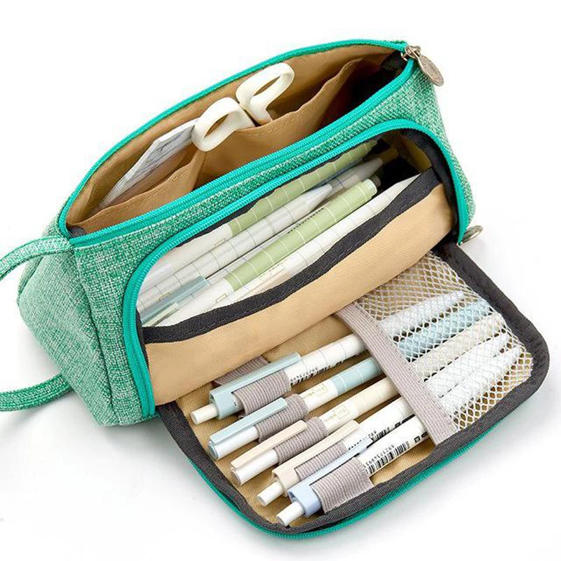 High School University Kawaii Cute Students Tutorial Bags Simple Canvas Pencils Gel Pens Bag Lovely Case Student Pouch Supplies