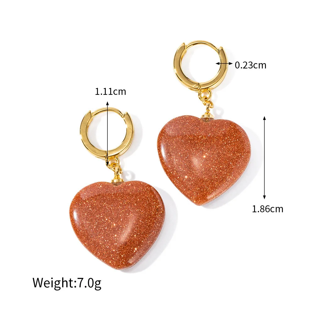 Stainless Steel PVD 18K Gold Plated Tarnish Waterproof Red Resin Heart  Earrings For Woman Jewelry Wholesale Trendy