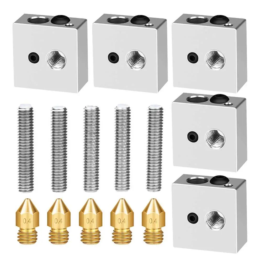 

3D Printers MK7/8 Extruder Nozzles Kit With Heated Aluminum Block Stainless Steel Throat Tube Head for 1.75mm PLA 3D printers