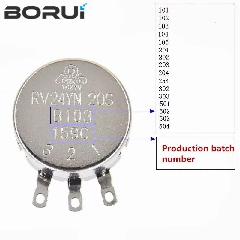 1 шт. потенциометр RV24YN20S B201 B501 B102 B202 B502 B103 B203 B503 B104 B204 B254 B504 B105 500 Ом 10K 20K 50K 100K 200K