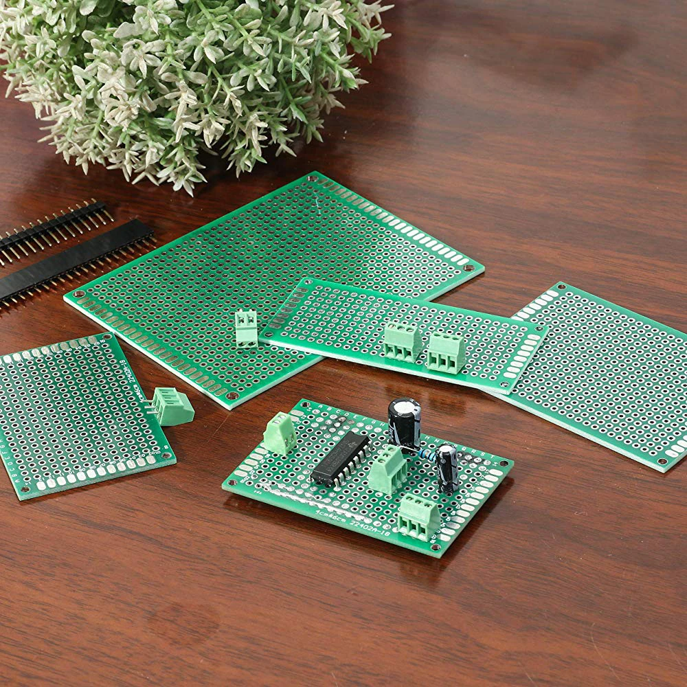 20pcs PCB Prototype Board Circuit Protoboard Universal Stripboard Prototyping Veroboard 2X8 3X7 4X6 5X7 20Pcs Each Mixed Double