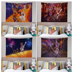 Disney Coco Anime Tapestry Hanging Tarot Hippie Wall Rugs Dorm Kawaii Room Decor