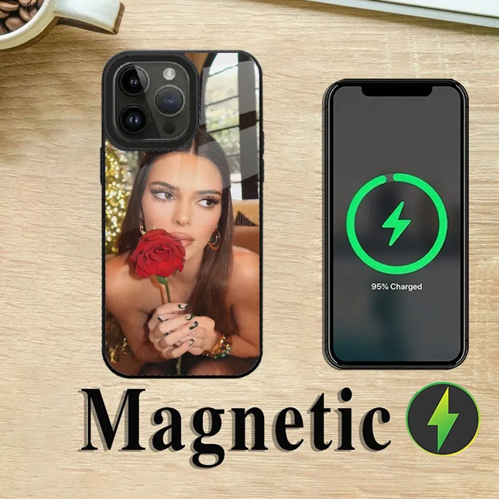 Sexy Girl K-Kendall J-Jenner Phone Case For iPhone 16 15 14 13 12 11 Plus Pro Max Mini Magsafe Magnetic Wireless Charging