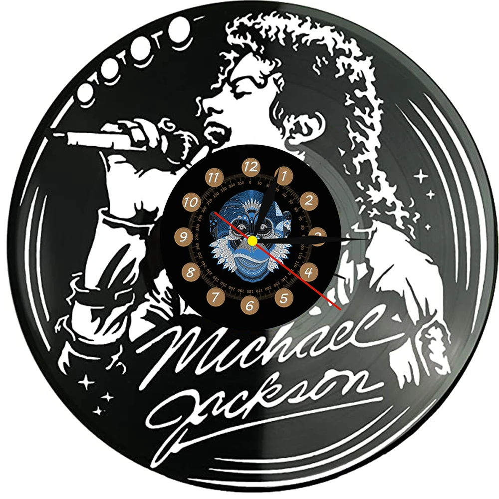 Music King Michael Jackson Vinyl Clocks with 7 LED Lighting Vintage Vinyl Record Wall Clock Modern Design Wall Watch Home Decor