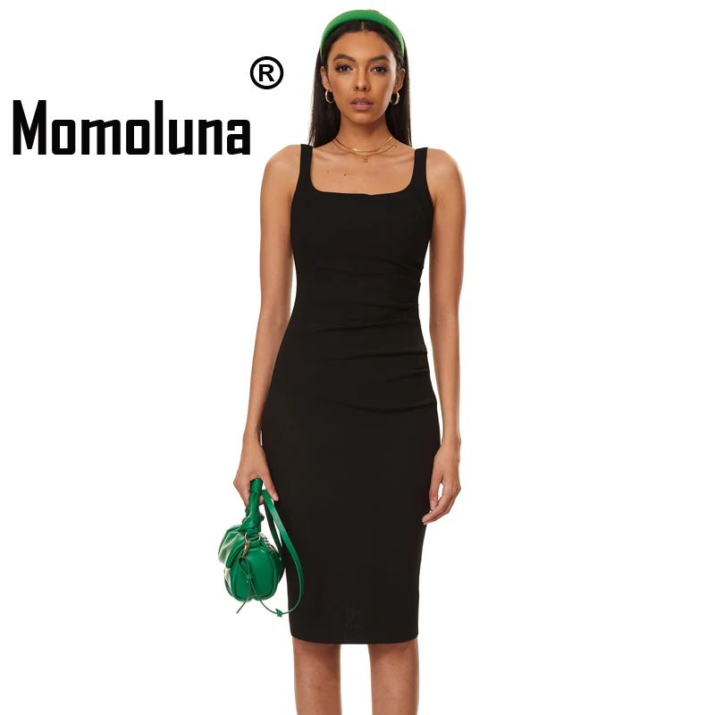 

Momoluna Woman Bec and Bridage Be Mine Paloma Dress Party Square Neck Sleeveless Tank Bodycon Midi Dress