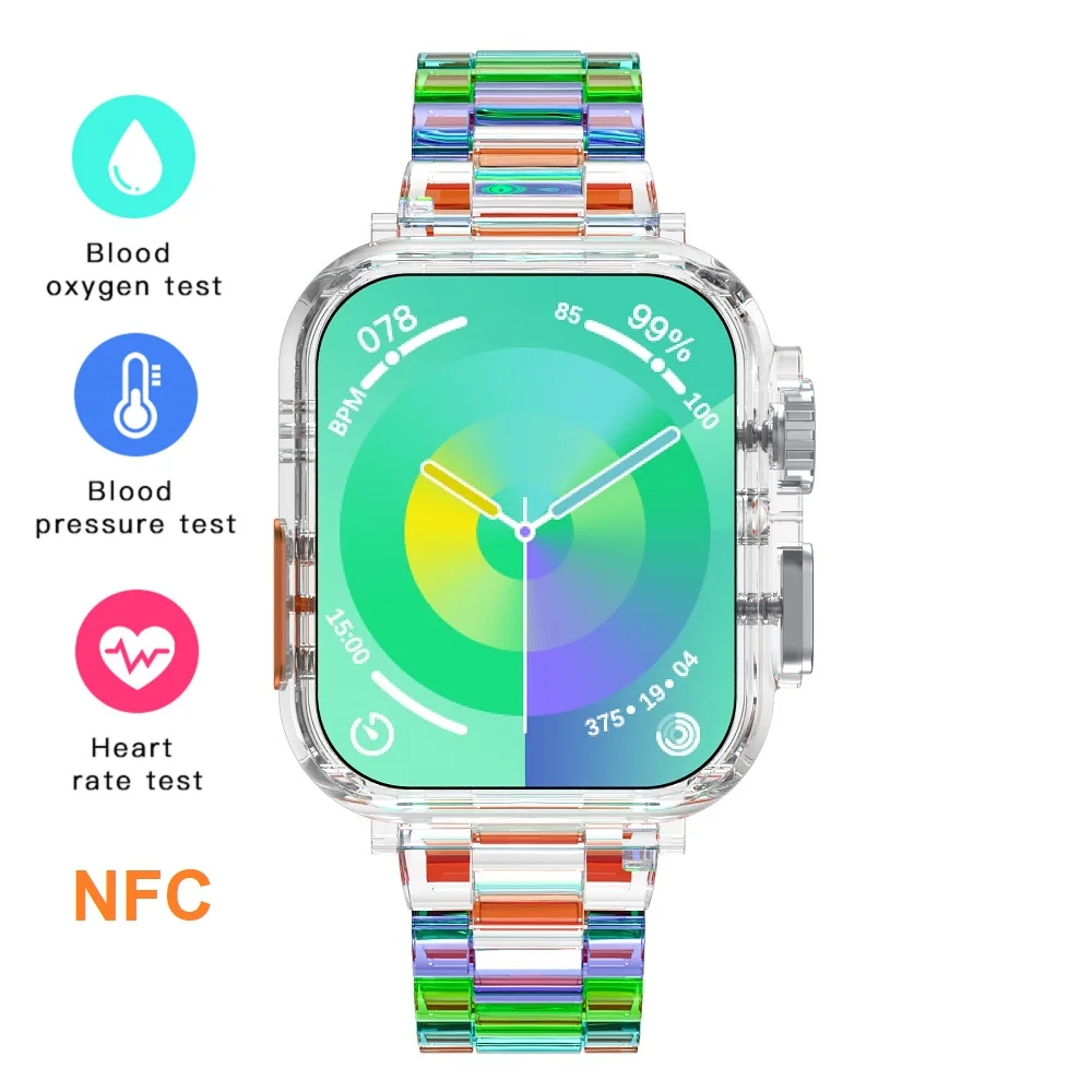 Спортивные умные часы для женщин и мужчин Bluetooth фитнес прозрачные NFC