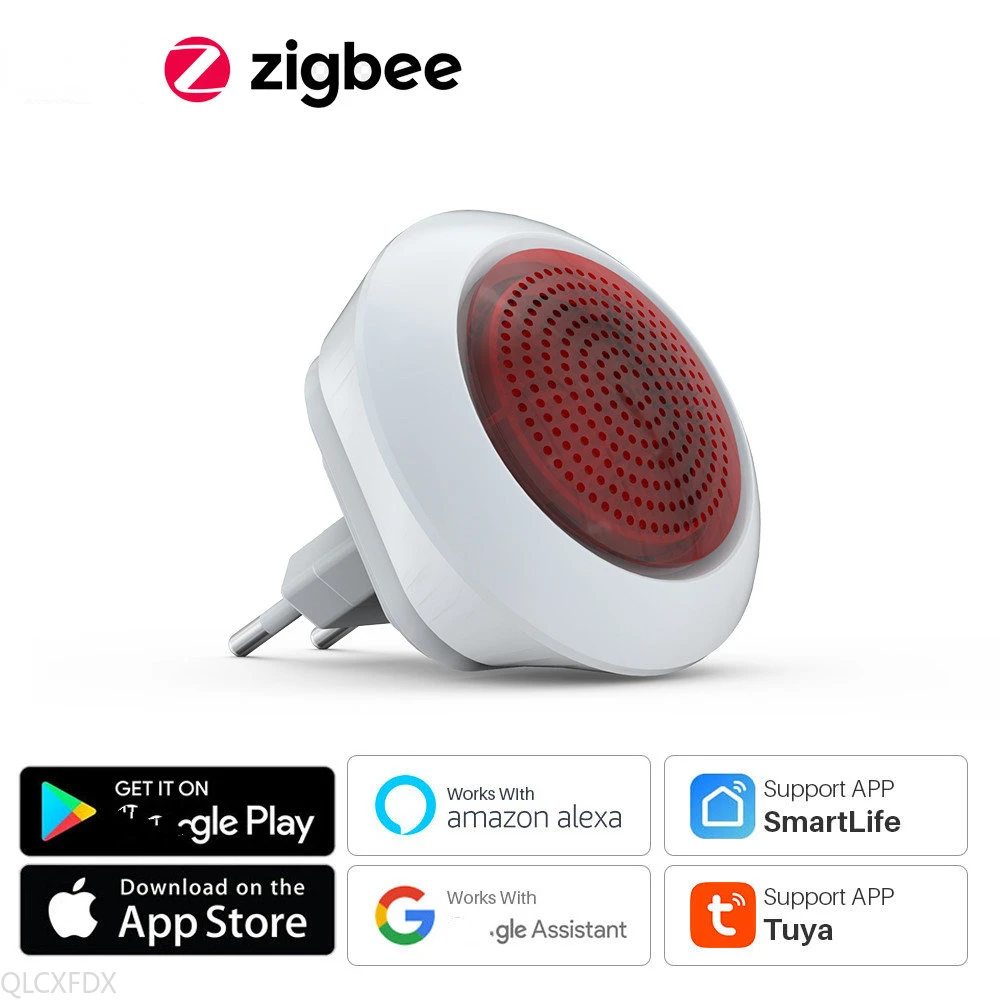 

Tuya Zigbee3.0 Wireless Siren Smart Sound Flash Plug Play Alarm Link Home Tuya Burglar Alarm System / Smart Life Control App