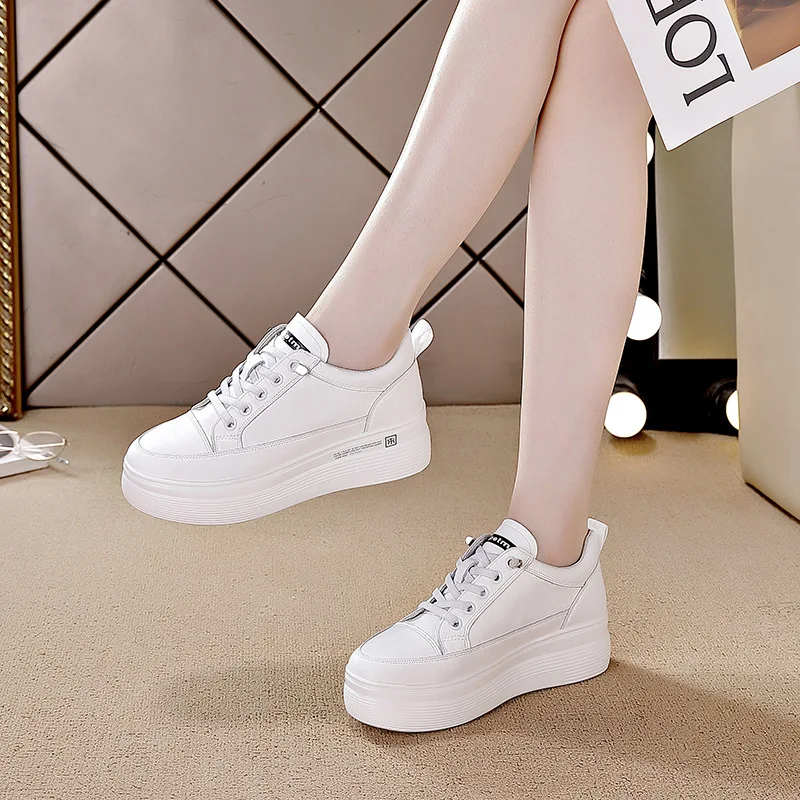 2023 Summer New Breathable Slope Heel with Elevated Low Top Leather Elastic Mesh Shoes Versatile and Trendy Women's Shoes
