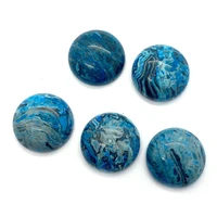 5pcs natural stone blue crazy agate cabochon loose beads no hole round 19mm ring face diy for jewelry making rings accessories