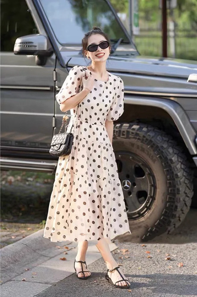 

2023 spring and summer women's clothing fashion new Polka dot dress0609