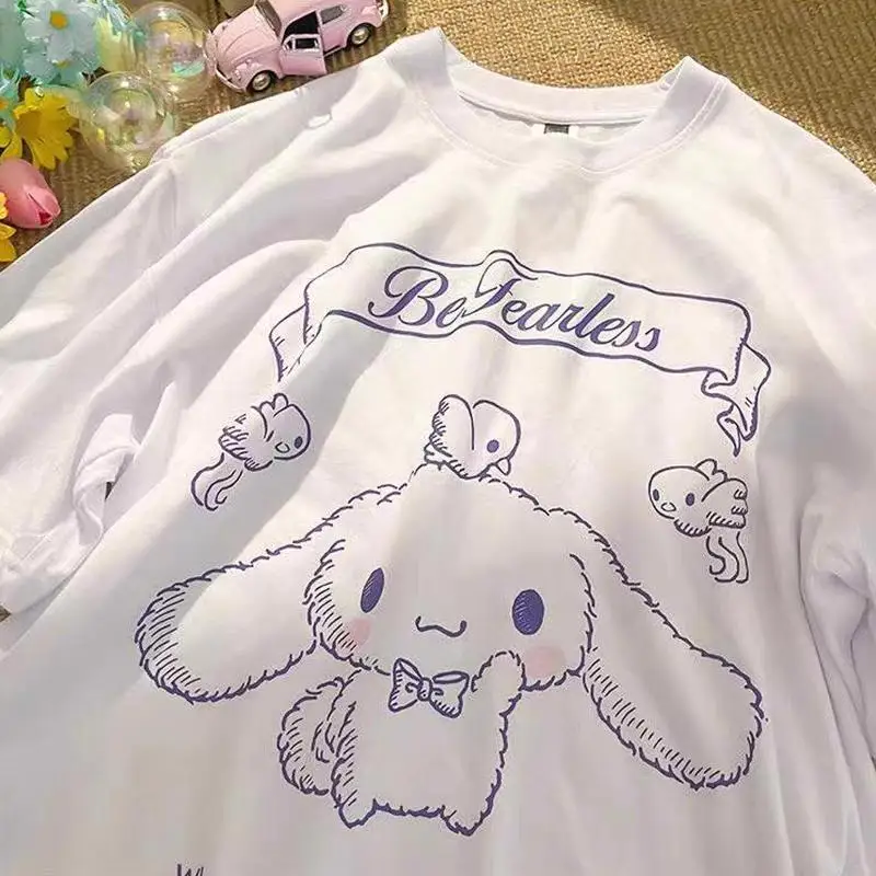 

Kawaii Sanrioed Clothes Short Sleeve Cinnamoroll T-Shirt Cute Anime Short Sleeve Summer Women's Short Sleeve T-Shirt Girls Gift