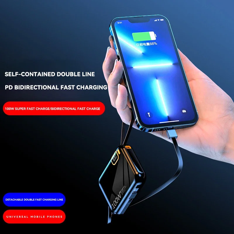Фото OnePlus 50000 мАч Power Bank PD100W USB-кабель типа C двустороннее быстрое зарядное устройство Mini Powerbank для Iphone Xiaomi Samsung 2025 №3