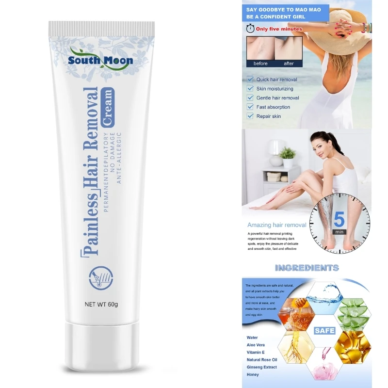 

Fast Hair Removal Creams Painless Permanent Removes Hairs Underarm Private Legs Beard Depilatory Shrink Pores Whitening E74C