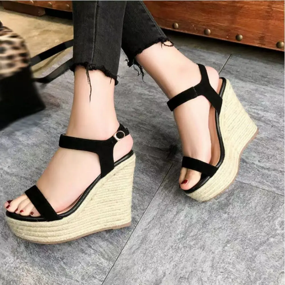 

Женские сандалии на платформе TONJUSA, удобные туфли-лодочки на танкетке и высоком каблуке, эспадрильи, размер 43, для лета, 2022