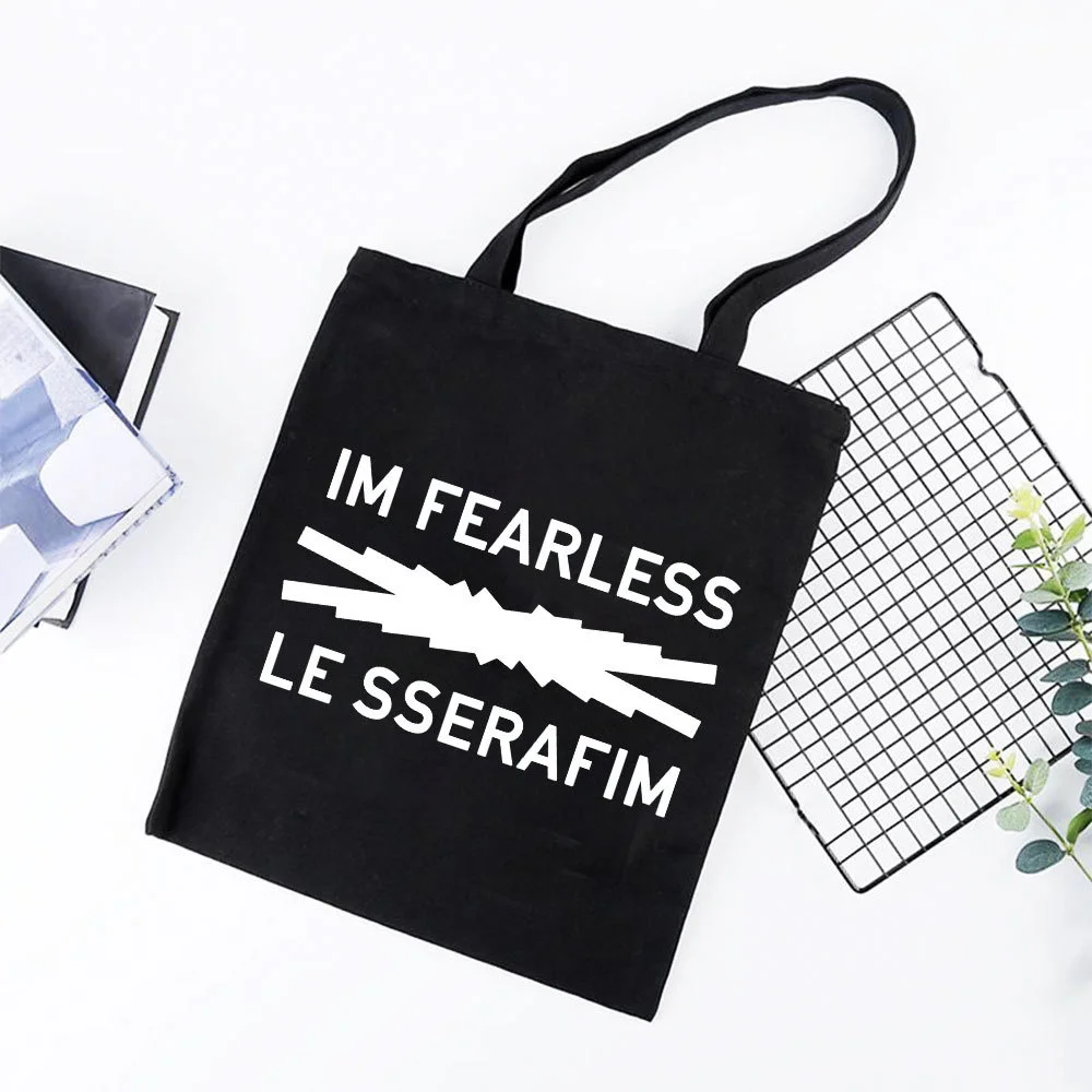 

Kpop LE SSERAFIM New Albums Minimalist Designer Canvas Bag KIM CHAEWON SAKURA Concert Support Handbags Shopping Bag