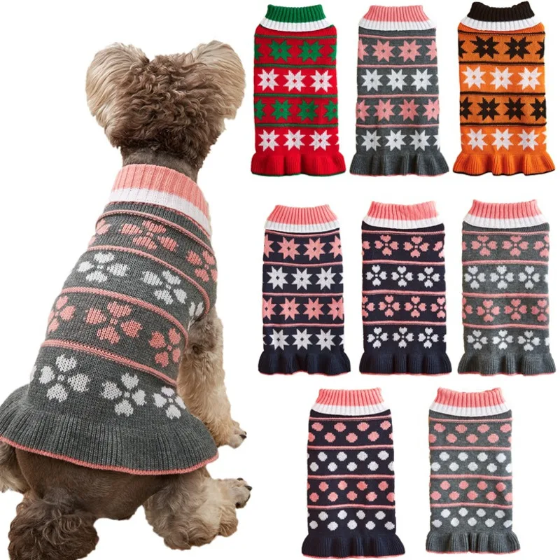 

Winter Pet Sweater Dog Christmas Clothes Warm Soft Knitting Small Dog Coat Knitted Pullover for Small Medium Yorkies Chihuahua