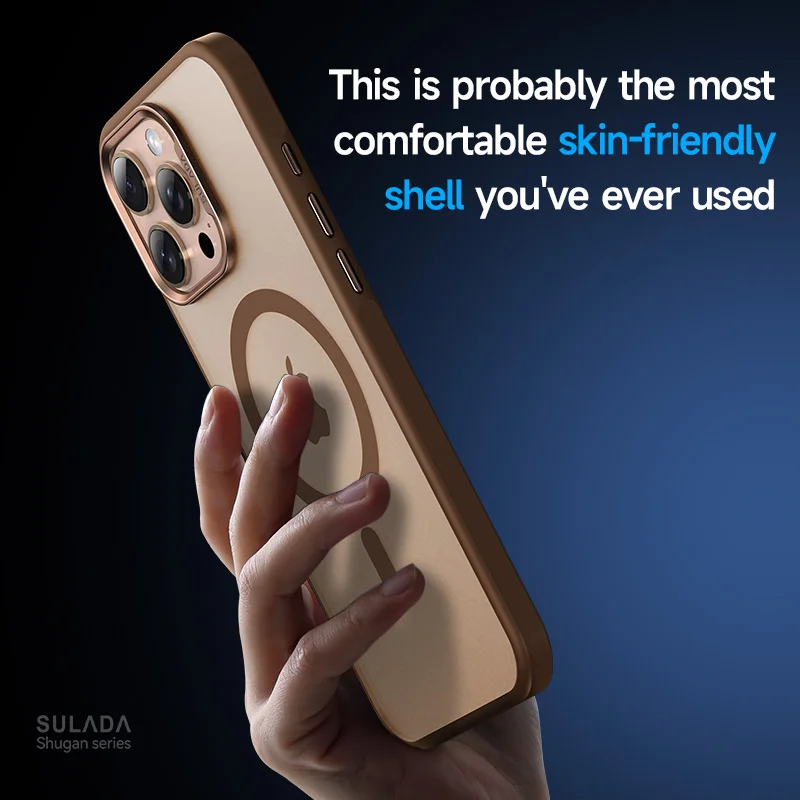 Приятный для кожи чехол iPhone 16 Pro Max SULADA Удобный телефона с магнитной серой