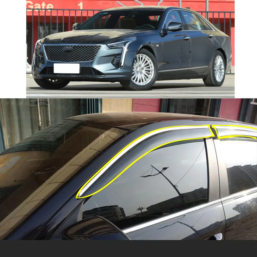 Car Body Styling Sticker Plastic Window Glass Wind Visor Rain/Sun Guard Vent For Cadillac CT6 2016 2017 2018 2019 2020 2021 2022