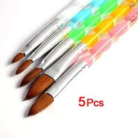5pcs nail art brush tools set acrylic uv gel builder painting drawing brushes pens cuticle pusher tool colorful