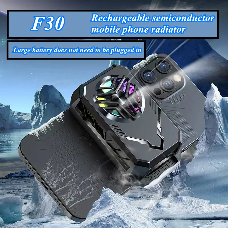 

F30 Portable Smart Phone Back Clip Cooling Fan for PUBG Rechargeable Radiator for IOS Android Cell Phone Gaming Live Game Cooler