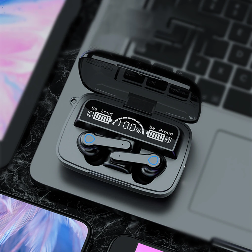 

Наушники-вкладыши Bluetooth-совместимые беспроводные перезаряжаемые водонепроницаемые Влагозащищенные наушники светодиодная стереогарнитур...